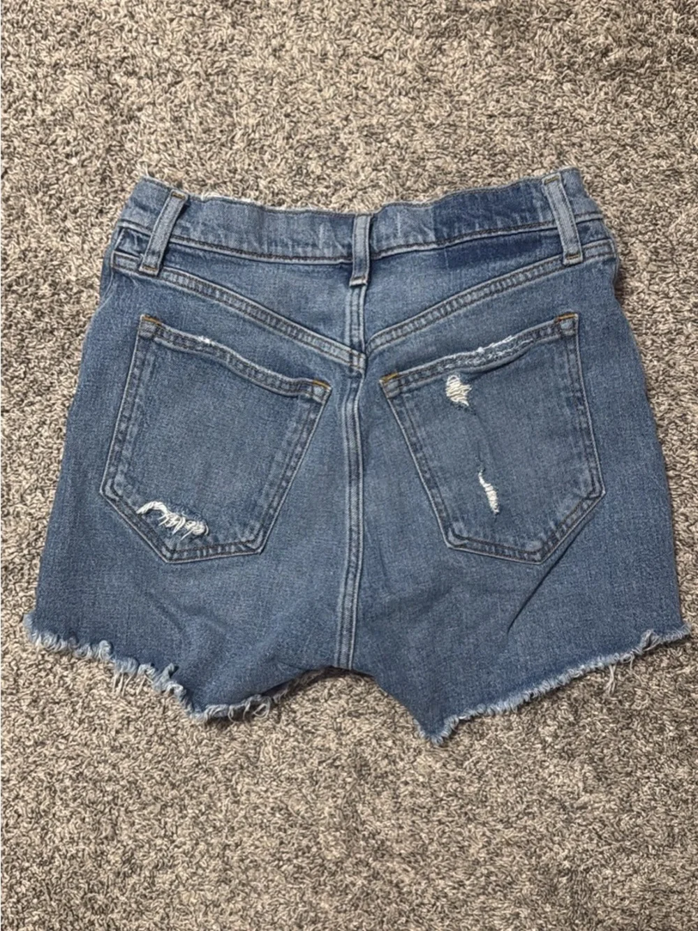 Abercrombie & Fitch Distressed Mid-Blue Denim Shorts